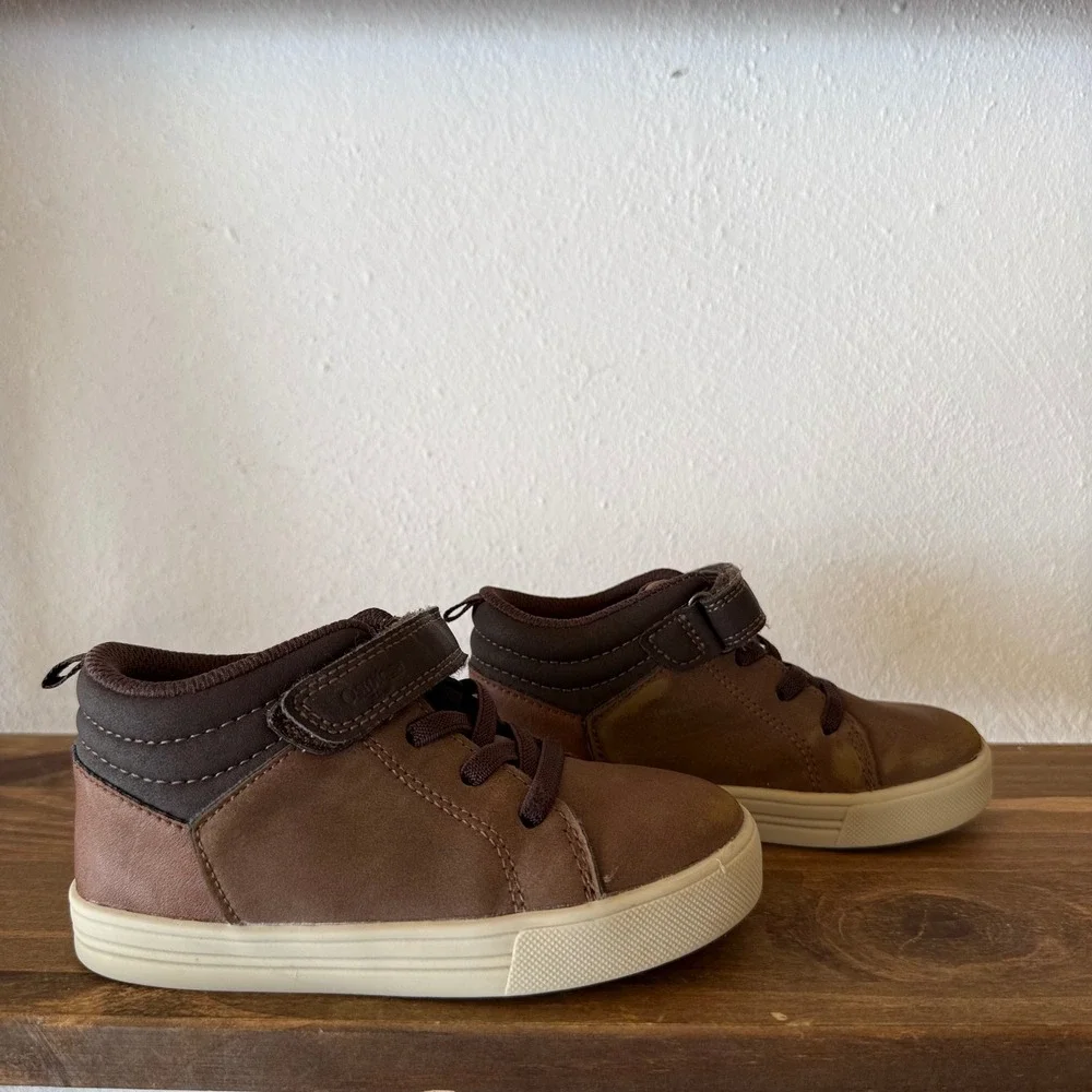 OshKosh B'gosh Brown High Top Sneakers Toddler Boys Hook Loop Size 10M